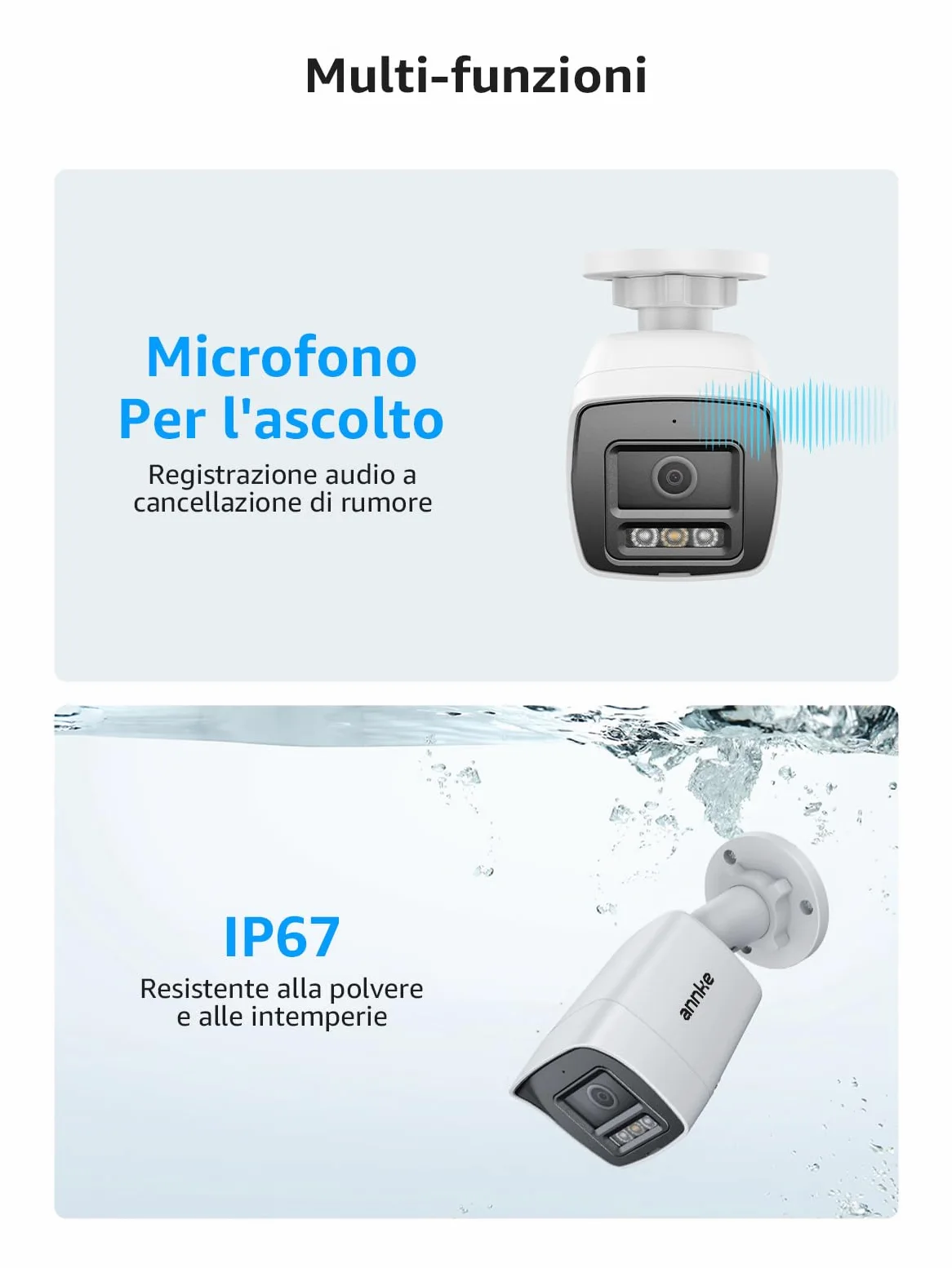 ANNKE 12MP PoE Kit Videosorveglianza, NVR 16Canali 4TB | 8 Telecamere Sorveglianza Esterno, Visione Notturna a Colori, Rilevamento Intelligente Umani/Veicoli, Audio, IP67