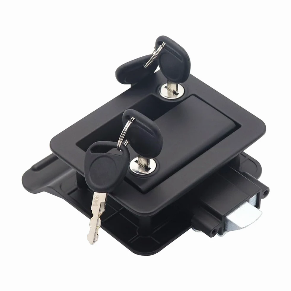 RV - Serratura per porta in lega di zinco, 110 x 121 mm, antifurto | Corpo in lega di zinco, nylon per maniglie, acciaio galvanizzato, 110 x 121 x 60 mm, finitura nera