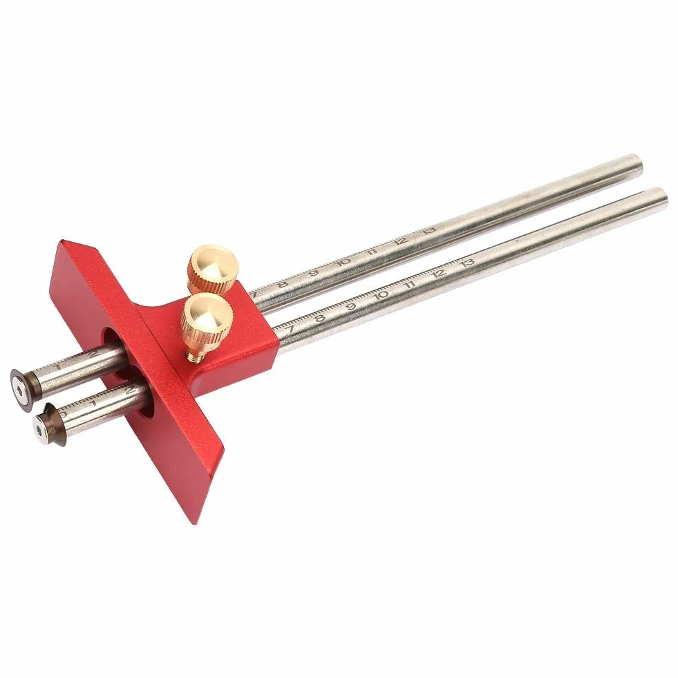 Nikou Marking Gauge- High Precision Woodworking Double Head Scriber Righer Clear Scale Marking Gauge Wood Scribe Tool Carpentry