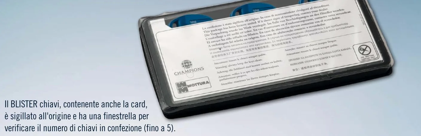 cilindro europeo mottura antibumping CHAMPIONS PRO CP4P3131 con asta portapomolo/chiave lunghezza mm 62 (mm 31/31) con 3 chiavi
