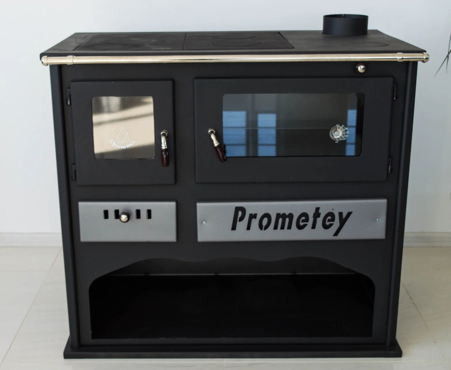 Lux, stufa a legna, con forno da cucina con vetro, Prometey 11 KW, Praktik