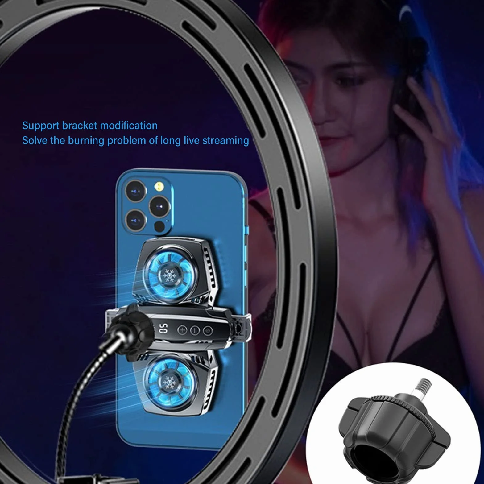 Raffreddatore per Cellulare, Ventola di Raffreddamento a Semiconduttore Dual Core Radiatore per Cellulare, Basso Rumore, Risparmio Energetico, per Streaming Video di Giochi Mobili