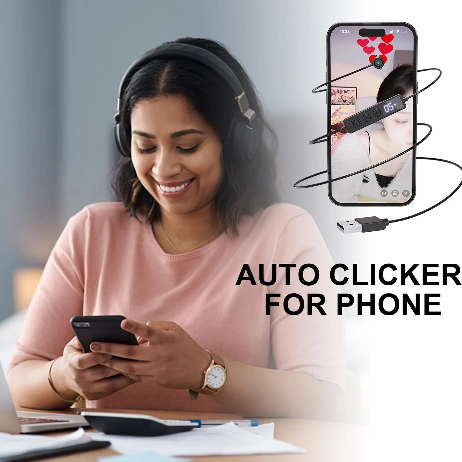 Tapper automatico dello schermo del telefono – Numeroso-scopo Game Assistan Speed Clicker | USB Connected Screen Auto Phone Clicker | Clicker schermo del telefono per giochi mobili Smart Device Screen