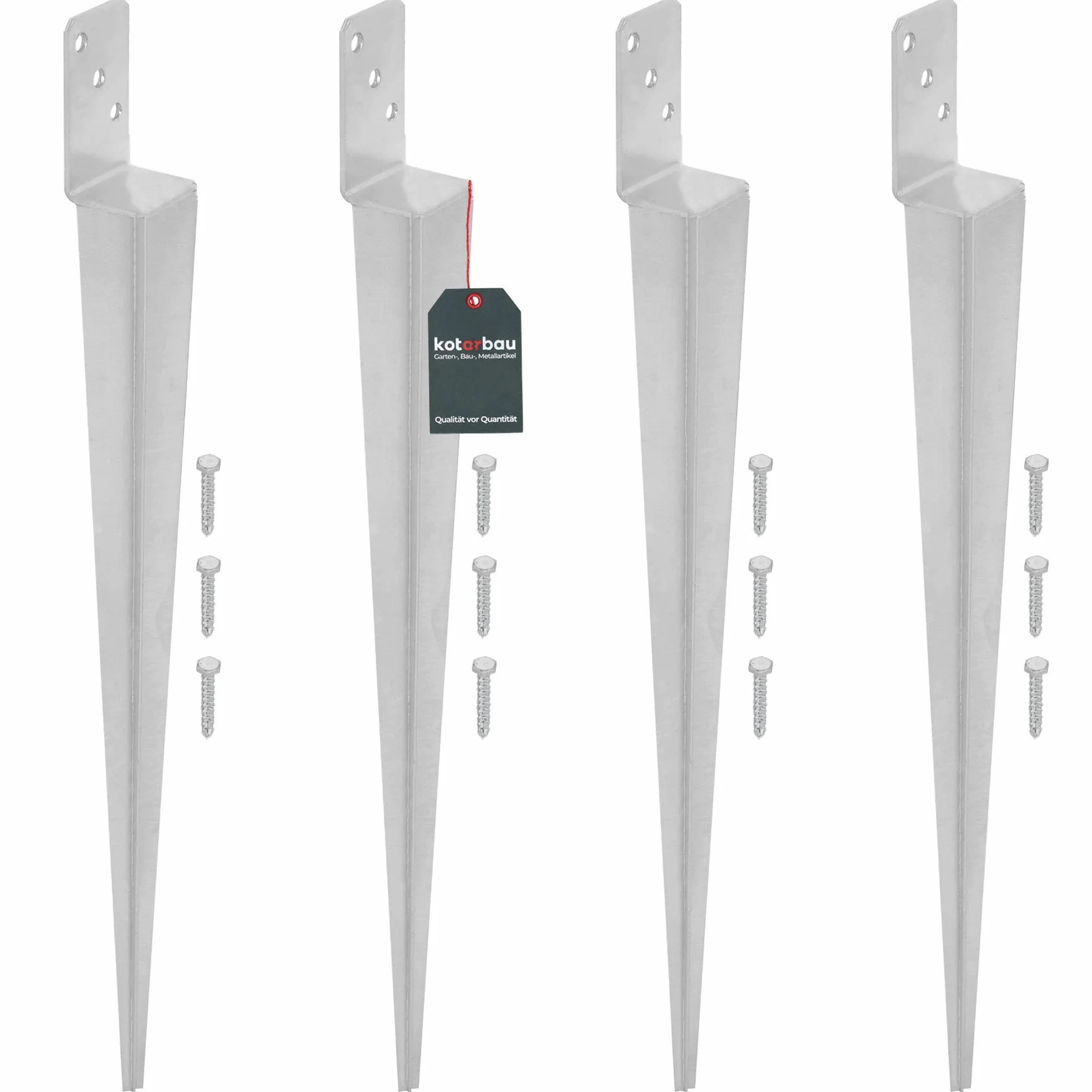 KOTARBAU® 4 Pezzi Supporto per Palo Acciaio Zincato 600 mm 60 x 110 mm Staffe per Pali in Legno Resistente alla Corrosione