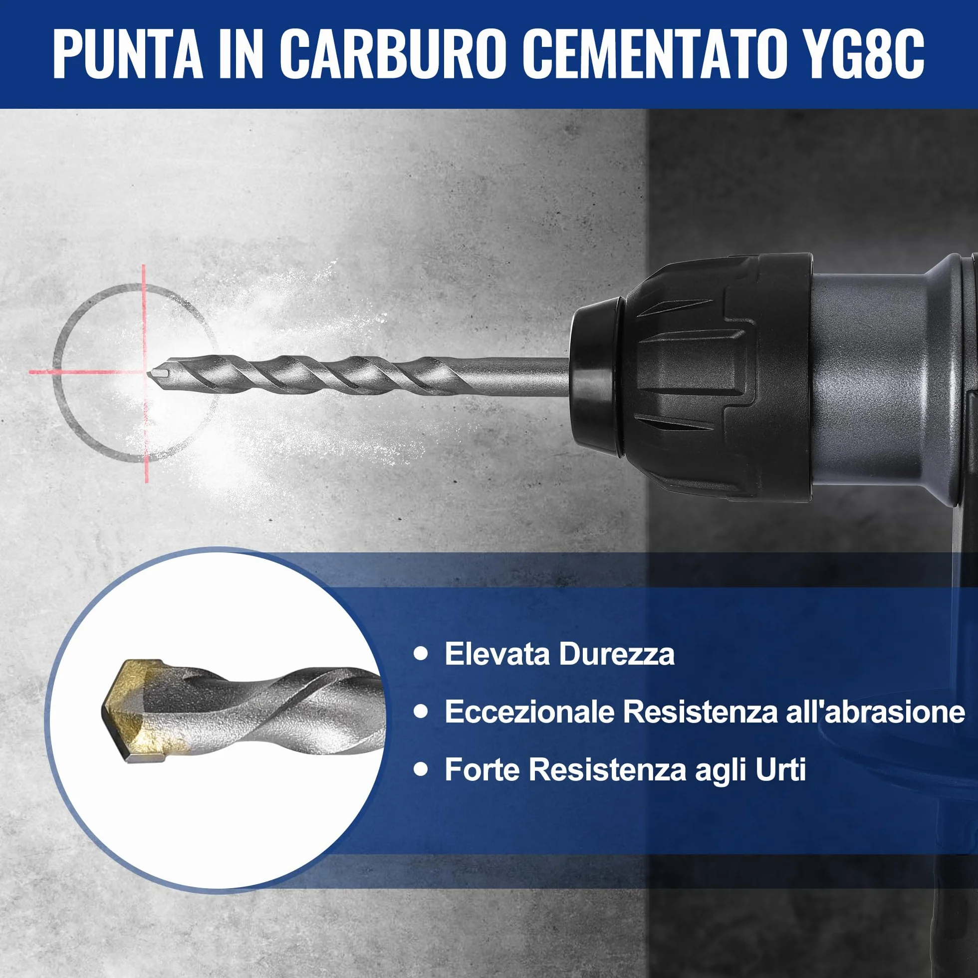 WORKPRO Set 17 Pezzi Punte e Scalpelli SDS Plus per Calcestruzzo Muratura