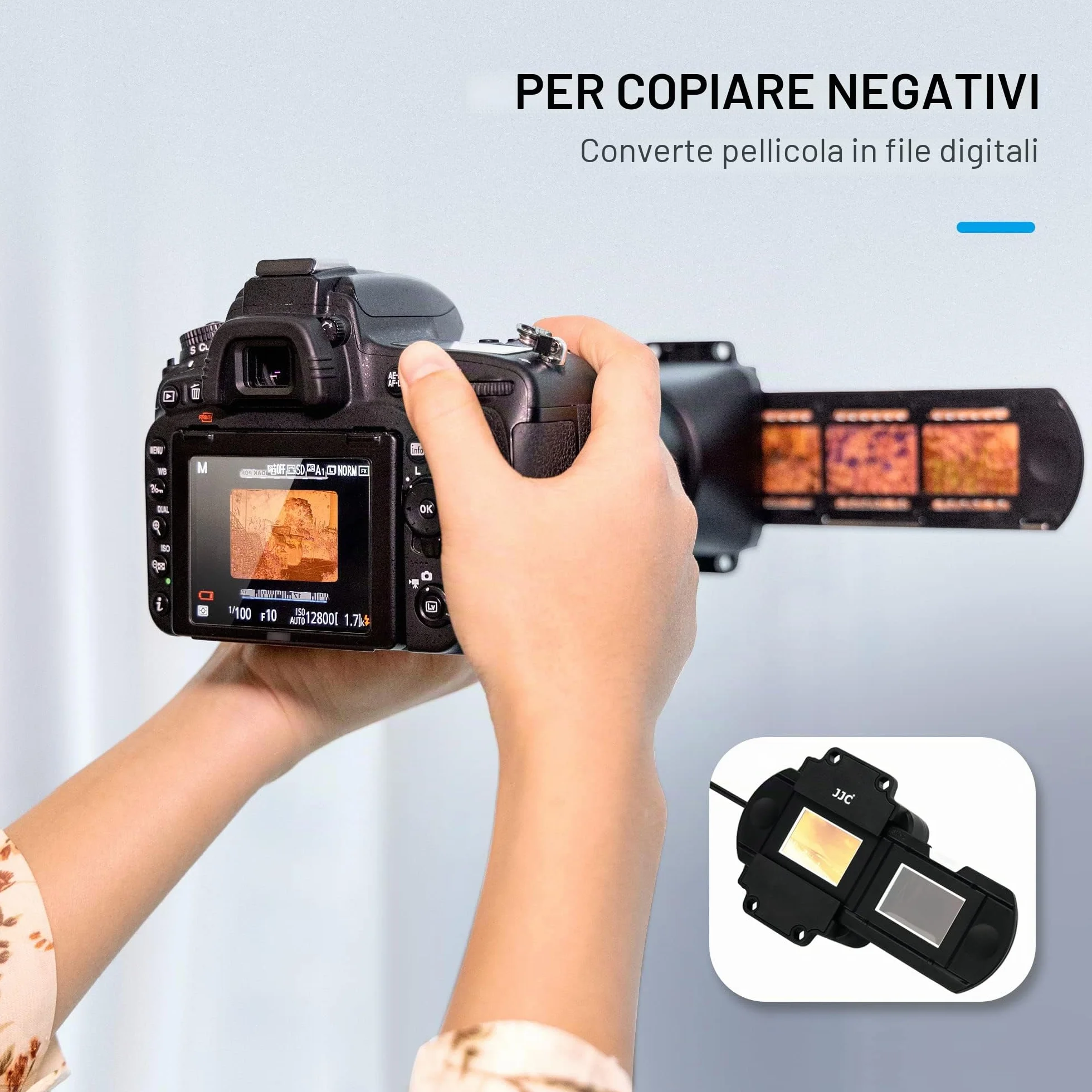 JJC - Adattatore per digitalizzazione di pellicole ES-2 con set di luci LED USB 6500K, scanner per la copia di pellicole negative Converti negativi da 35 mm in JPEG digitale