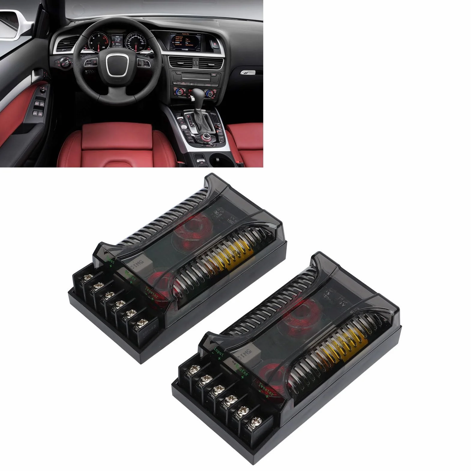 Akozon 2 PCS Crossover Audio per Auto a Doppio Canale con Protezione da Sovracorrente Progettato Universalmente
