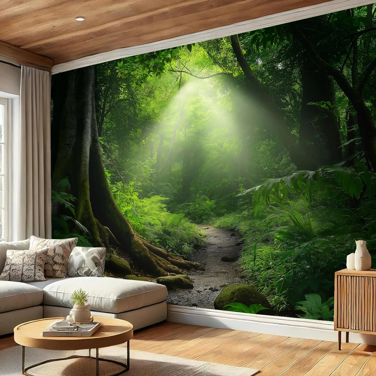 Carta Da Parati Fotografica Foresta di soleBellezza naturale In Stile Poster Giganti Da Parete, Fotomurale Carta Parati 350 x 256 cm Murale, Decorazione Da Muro Per Soggiorno