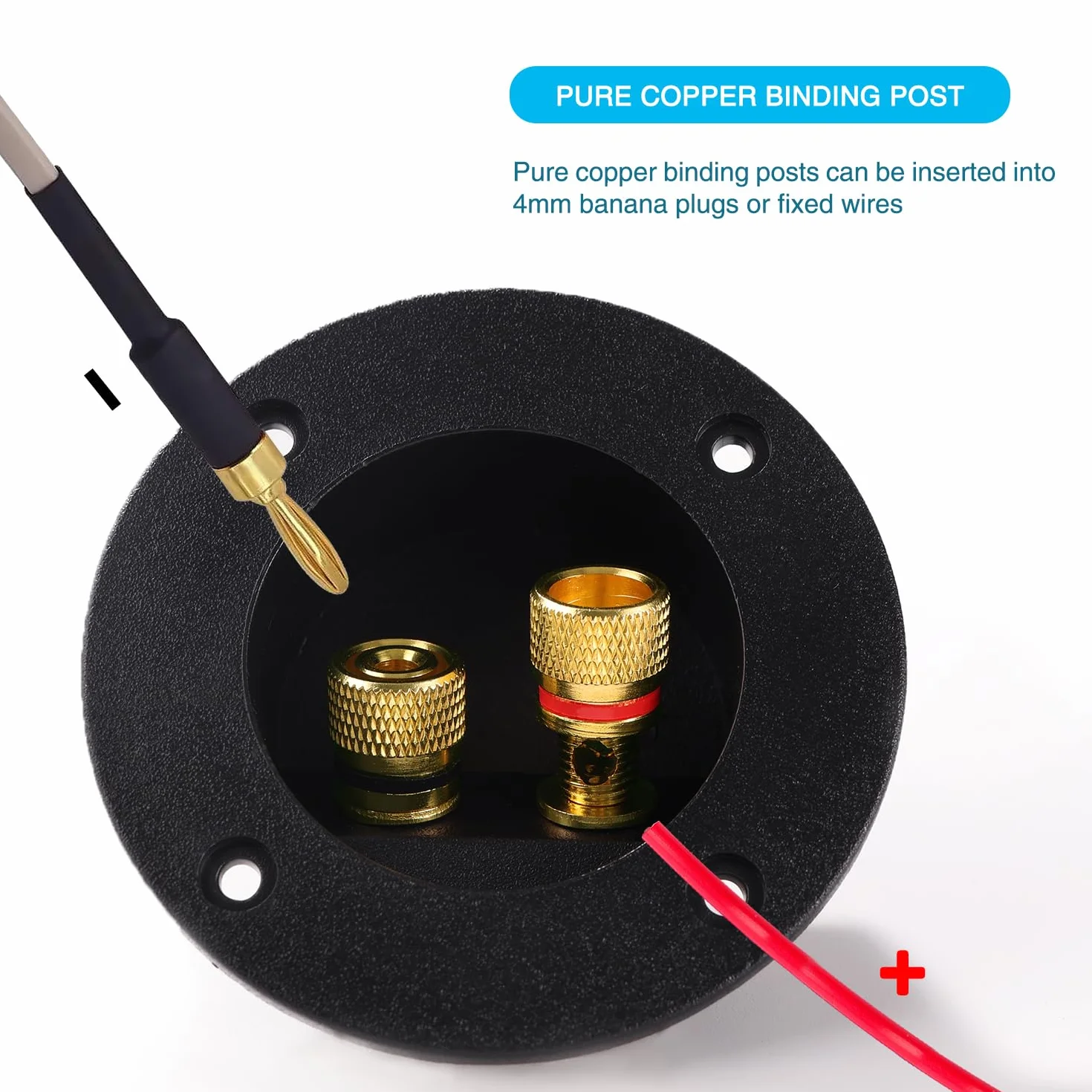 VooGenzek 2 Pezzi Nero 2 Vie Altoparlante Box Terminale Binding Post, Speaker Box Terminal Binding Post Subwoofer Terminale tazza Cassa, Connettori a Molla Rotondi per Subwoofer