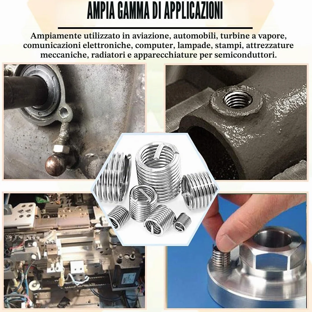 Inserti Filettati Autofilettanti Inserto Autofilettante Kit 24pz M4 Set Combinato per Riparazione Filetti Inserto Filettato Riparazione Elicoidale (116Pz)