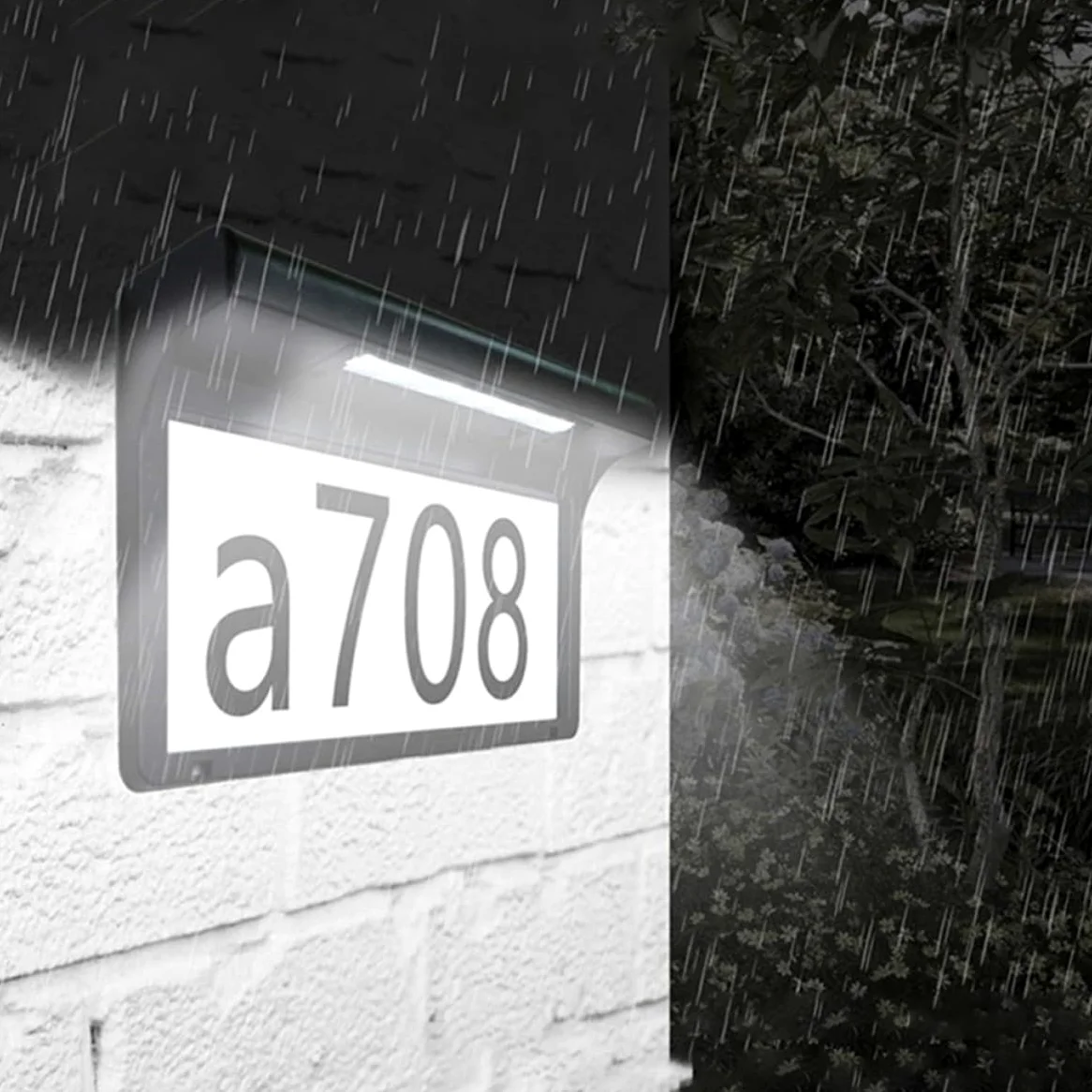Targa Numero Civico Solare LED 6 Lampade 1, 2v 600mah per Esterni | Polisilicio e Plastica Nera, Controllo Luce, Copertura Ampia per Giardino e Cortile