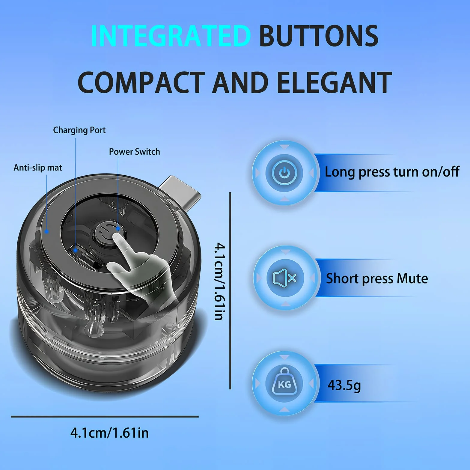 Mini Altoparlante Portatile Universale, Tipo C Plug-in Altoparlante del Telefono Cellulare, Casse Portatili Line-In Audio HD Senza Perdite Connetti Istantaneo Trasparente Nero