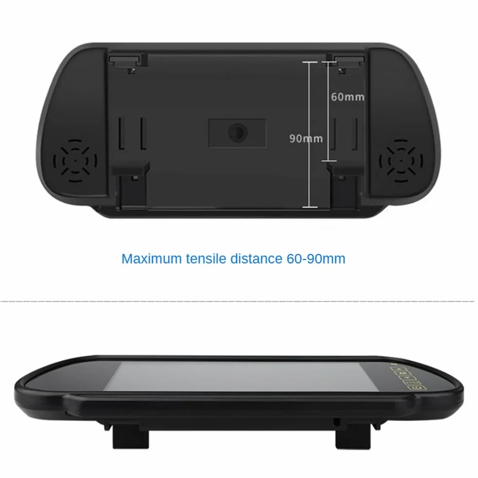 Monitor LCD per Auto da 7 Pollici con Specchietto Retrovisore, Schermo di Parcheggio, 2 Ingressi AV, Display Automatico per Assistenza Alla Telecamera Posteriore, Facile da Usare, Resistente