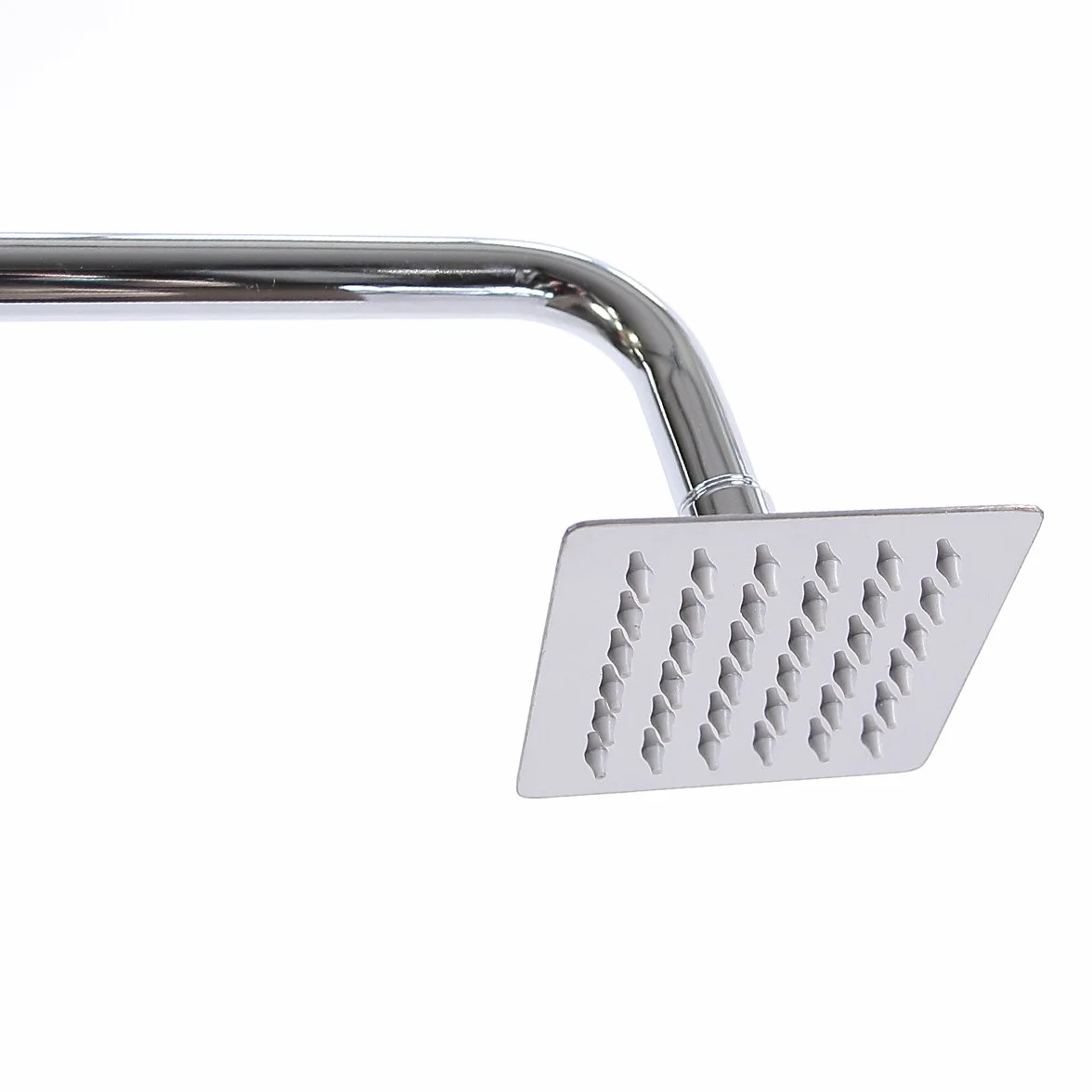 Doccia a pioggia rettangolare 10x10 cm 36 ugelli anticalcare acciaio inox cromato lucido 1 regolazione