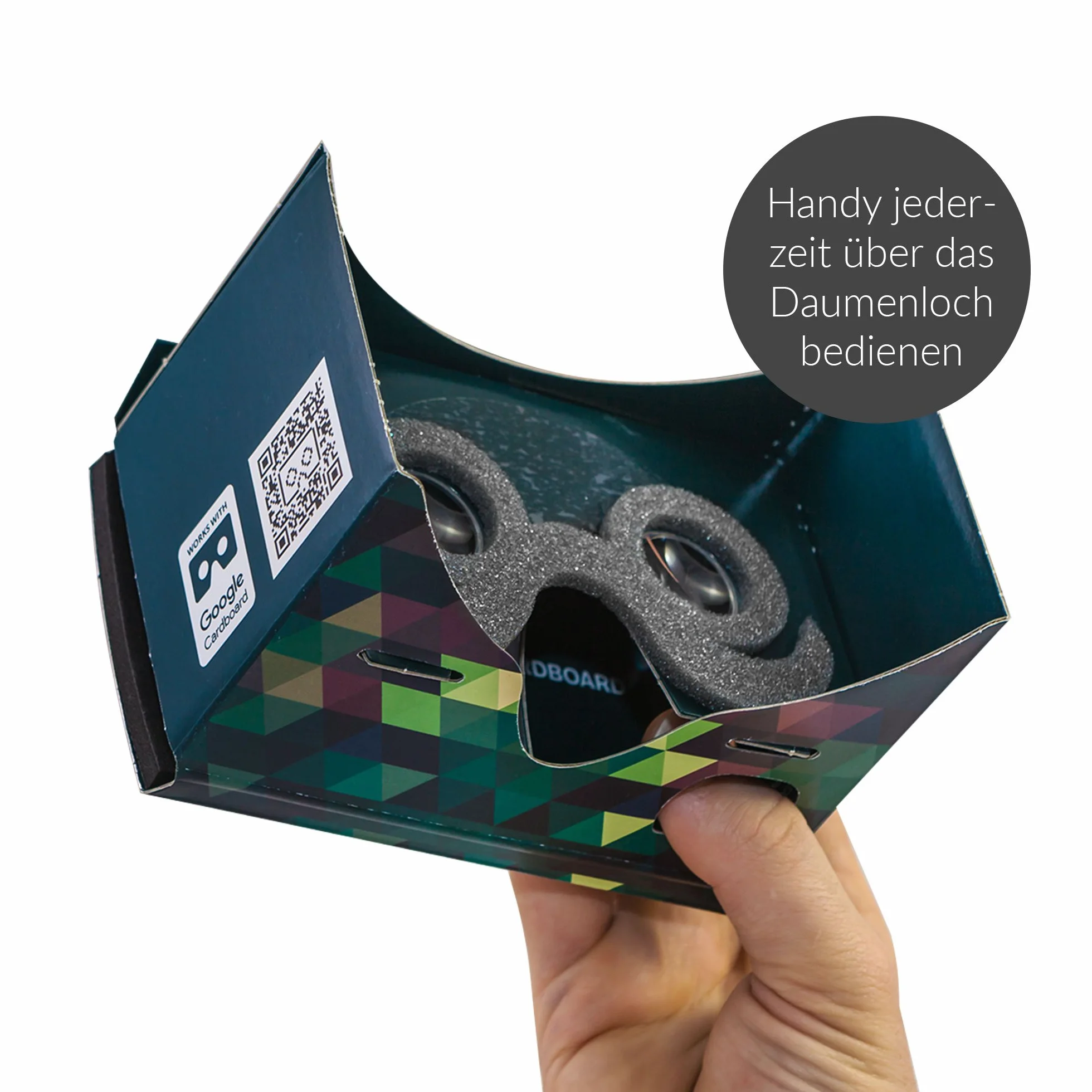 Google Cardboard 2.0 di MR.CARDBOARD. Visore VR Occhiali di realtà virtuale con cinturino per la testa per Android e Apple iOS. Fatto in Germania.