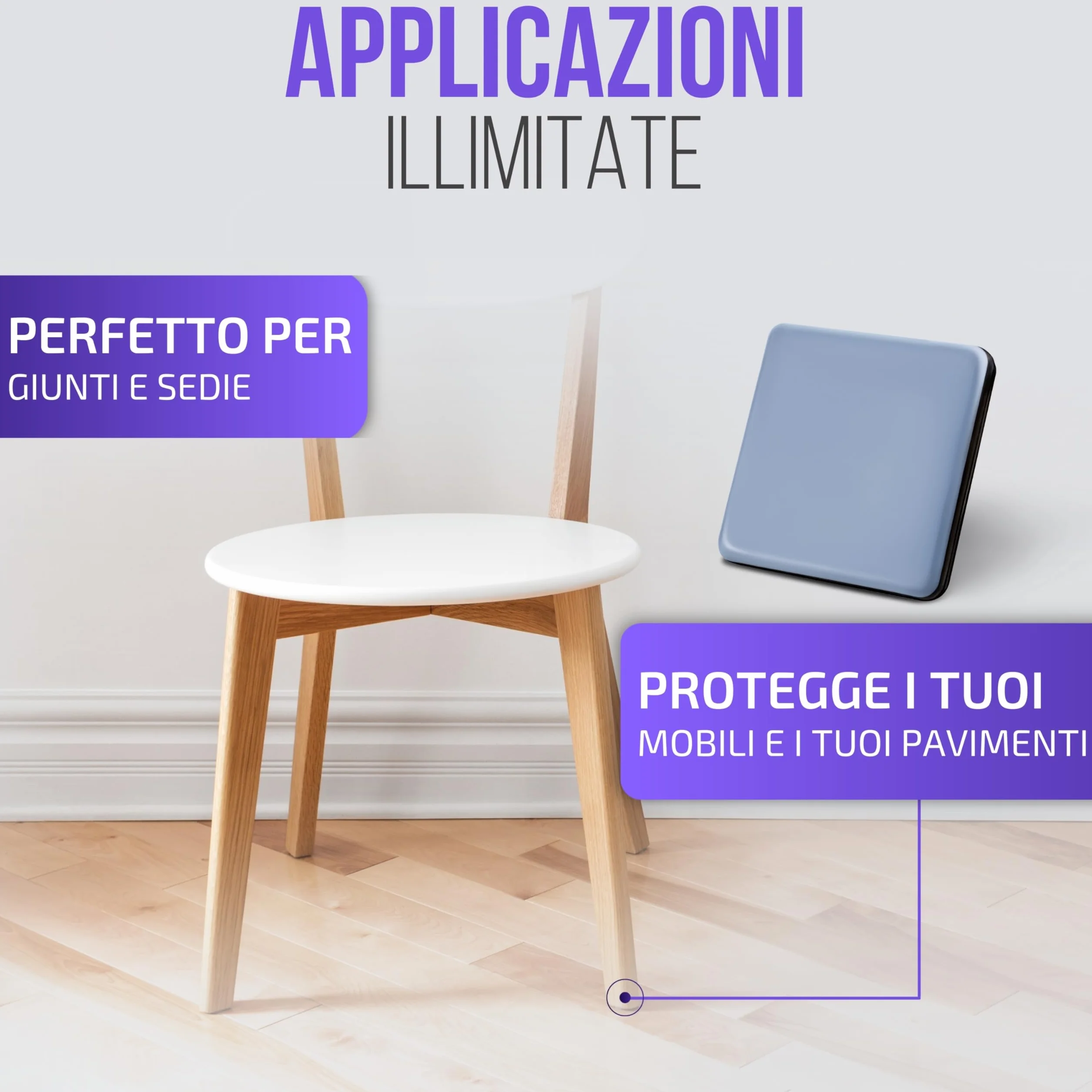 Piedini per mobili autoadesivo in Teflon 50x50 mm quadrato PTFE Scivoli per mobili