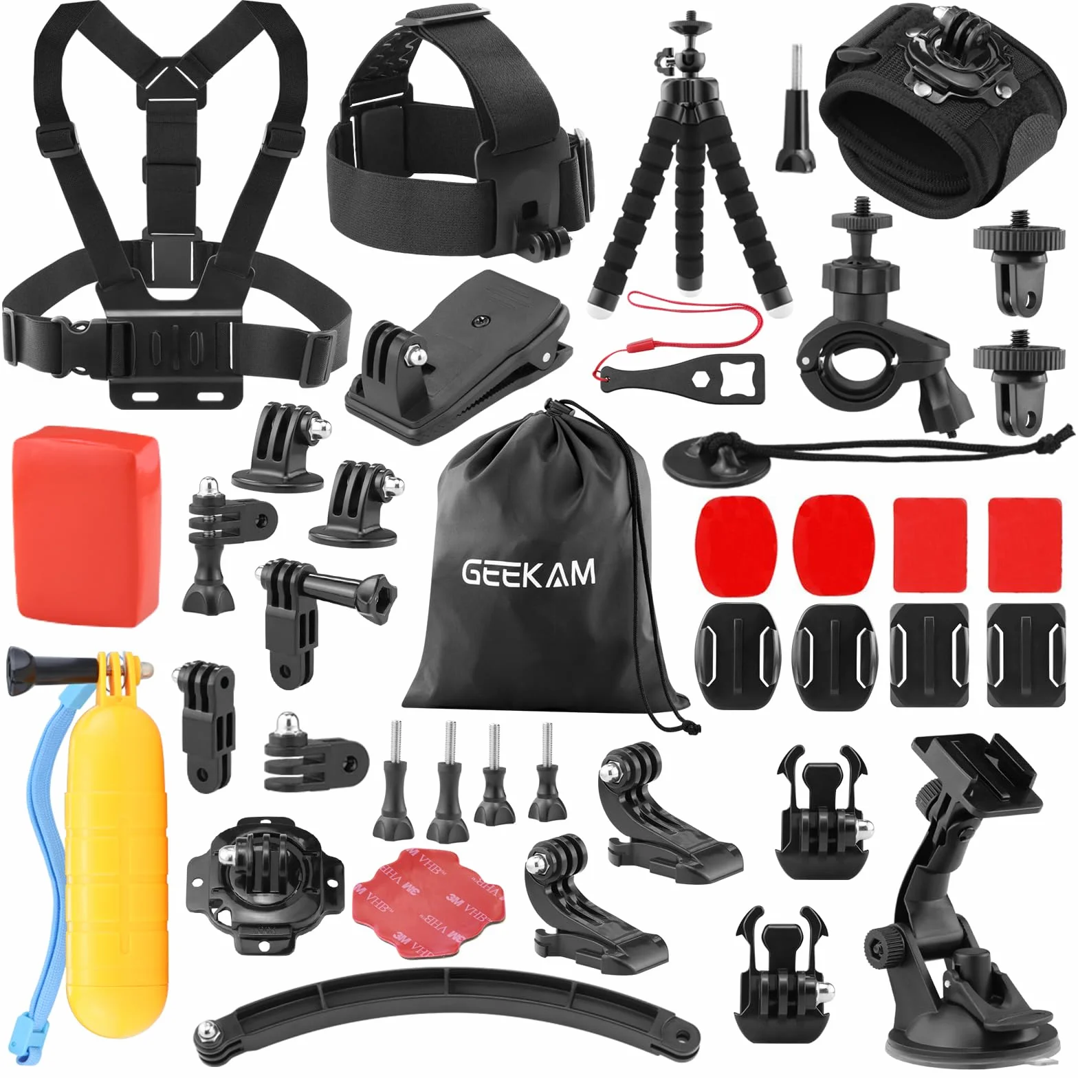Kit Accessori Action Cam, compatibile con GoPro, AKASO, Campark, Crosstour, APEMAN, COOAU, Apexcam, WOLFANG, Surfola, SJCAM
