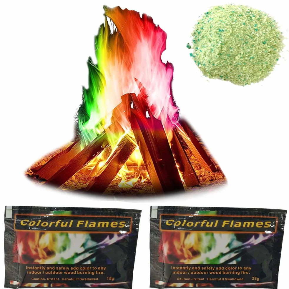 Kolorowa Polvere di Colori del Fuoco do Caminetto da Campeggio 15 G+25 G (Colore assortito)