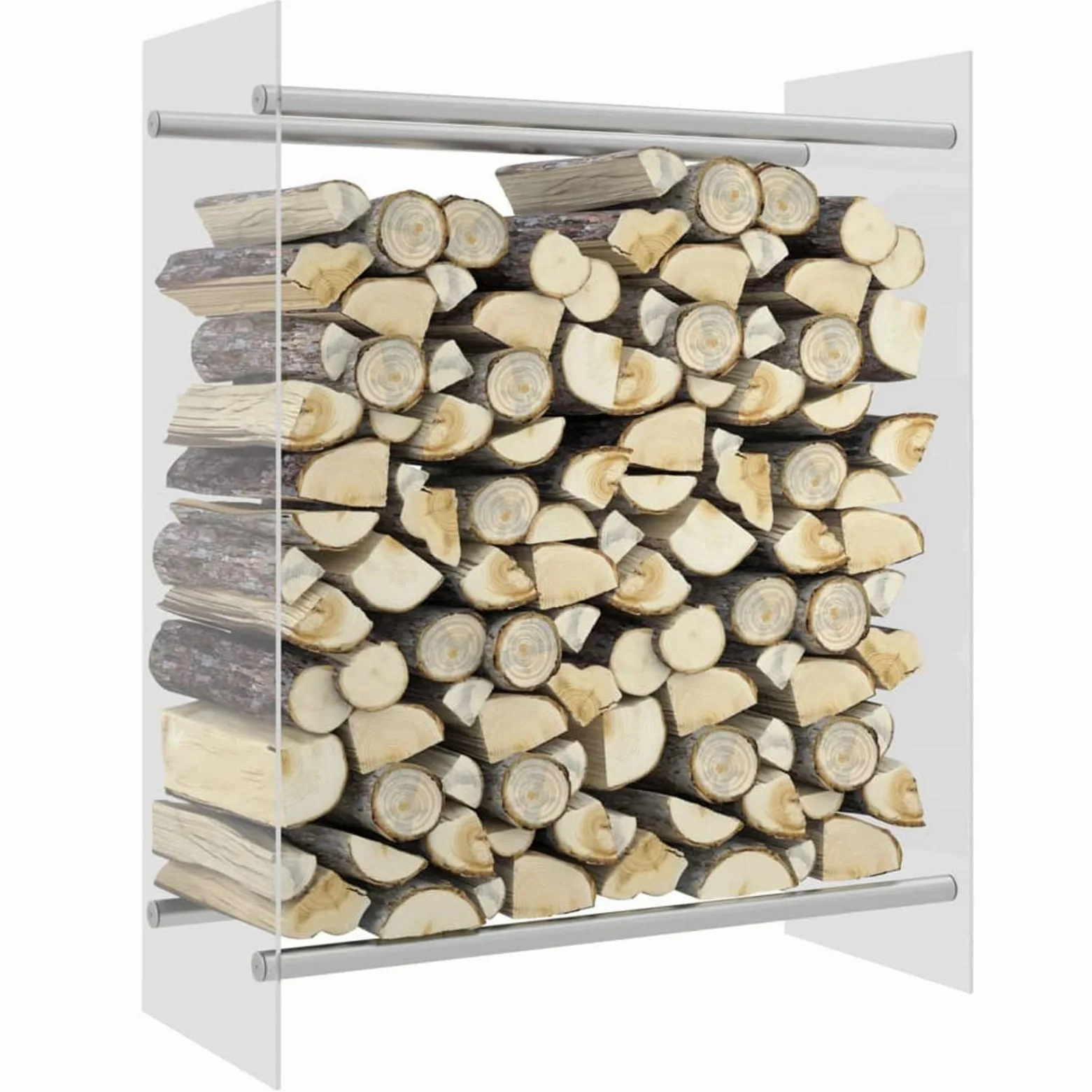 Homgoday Porta Legna Trasparente 80x35x100 cm in Vetro Temperato, Portalegna da Interno, Portalegna da Ardere, Porta Legna per Camino, Legnaia da Interno, Impilabile Stufa Ripiano Legno