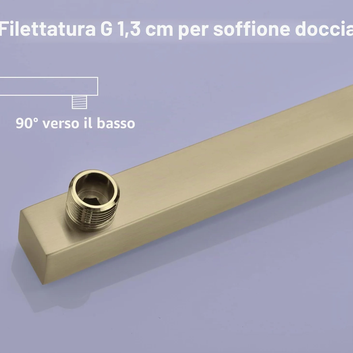 Braccio doccia da 40,6 cm, estensore per soffione doccia a pioggia con flangia e nastro in teflon, in acciaio inossidabile spesso, per soffione doccia a pioggia (oro spazzolato)