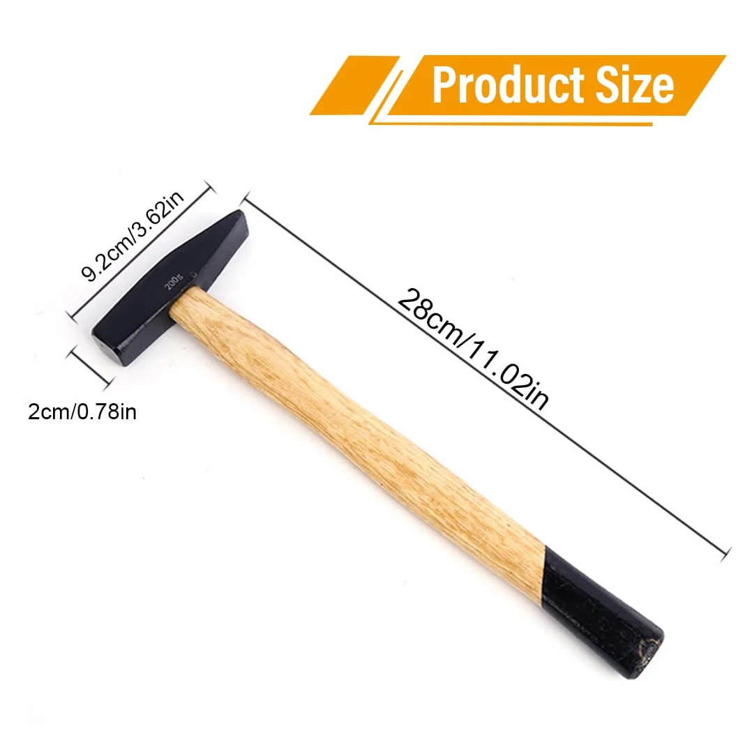 Martello da fabbro 200g legno testa piatta antirimbalzo professionale