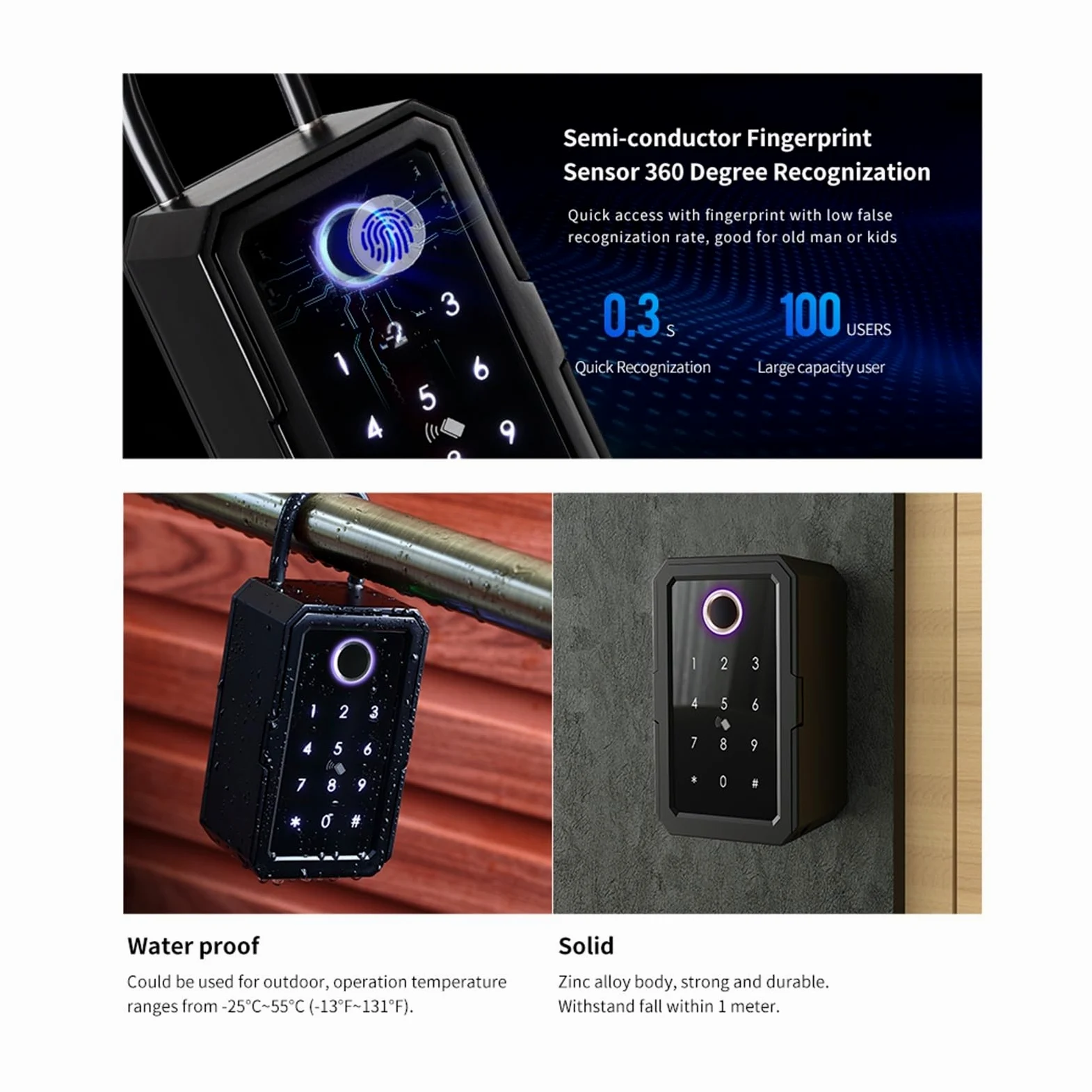 Cassaforte, cassaforte per la casa, Tuya Key Safe Ttlock Impronta Digitale Cilindro Digitale App Accesso Remoto Cassetta Di Sicurezza Montata A Parete per denaro, gioielli, documenti