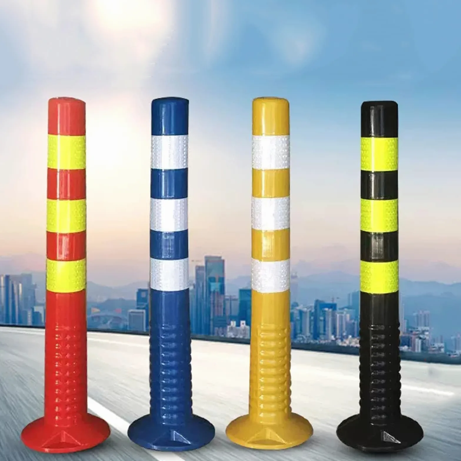 Generico Pali di delimitazione in plastica da 76 cm (30") - Confezione da 2 Coni di Sicurezza Stradale da Pavimento con collari Riflettenti per la Protezione del parcheggio del vialetto - Colore Blu