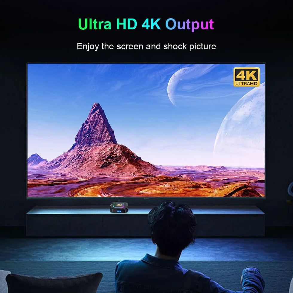 Hk1 Rbox K8 Android 13.0 Smart Box EMMC RK3528 CPU Arm Cortex-A53 Quattro Core 64 bit GPU Mali-G31 MP2 Uscita 4K, BT 5.0 2.4GHz/5GHz WiFi 100Mbps Accesso Internet LAN,4GB+32GB