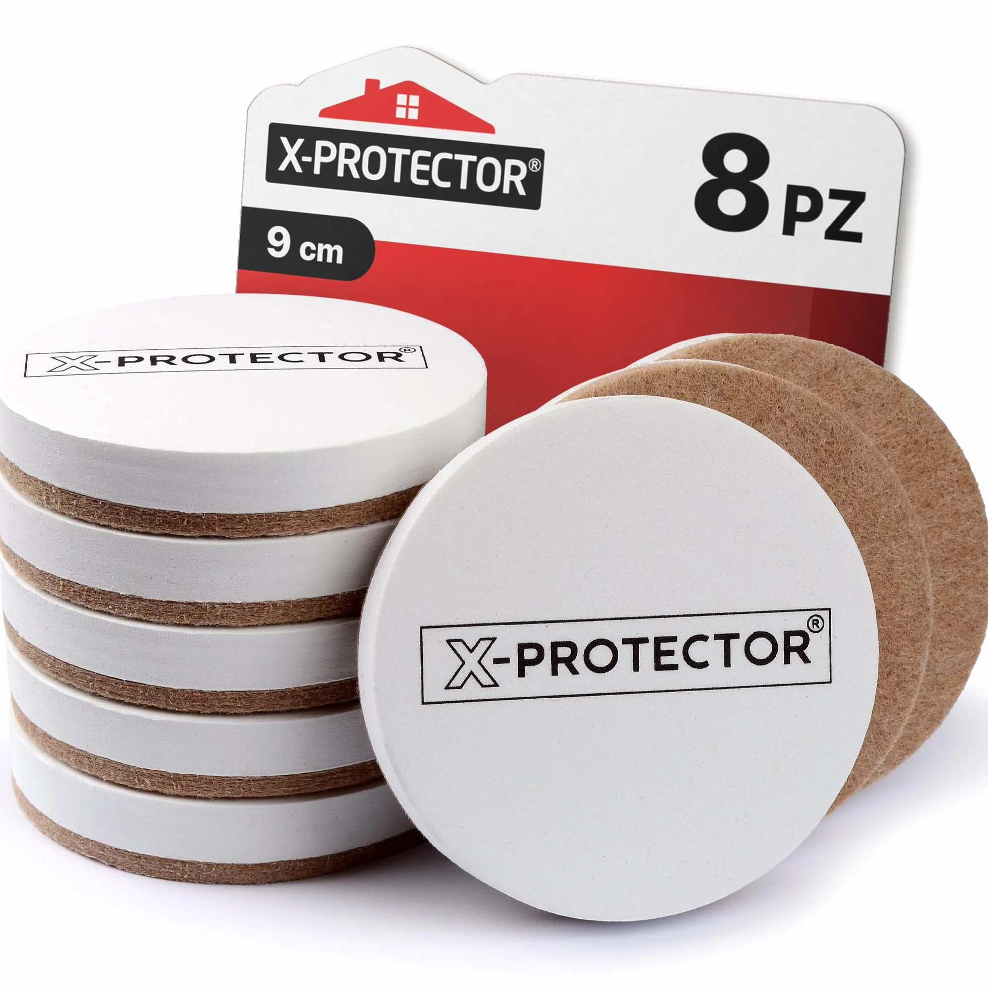 Scivoli in Feltro X-PROTECTOR 8 Pezzi ⌀ 9cm per Mobili Pesanti