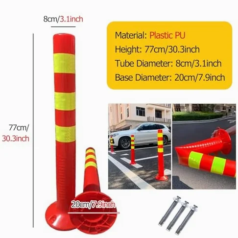 Generico Pali di delimitazione Flessibili ad Alta visibilità - 20 Pezzi dissuasori di Sicurezza per vialetti, barriera di parcheggio Leggera con bulloni di Ancoraggio, Pali di Segnalazione Rossi e gi