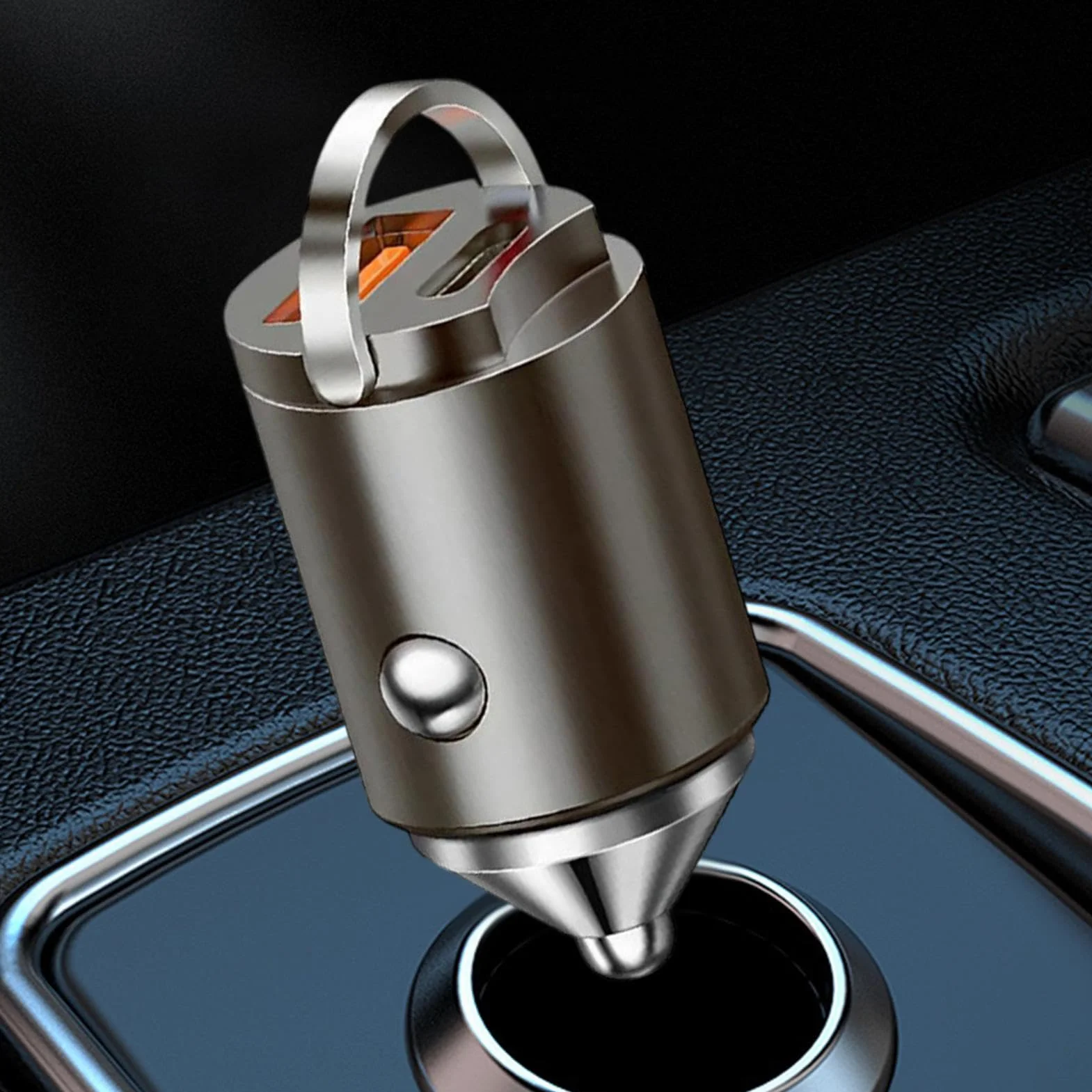 Caricabatterie da auto a ricarica rapida, doppia presa di ricarica, adattatore compatto in lega di zinco, accessorio per tablet, viaggi su strada, smartphone, veicoli e camion
