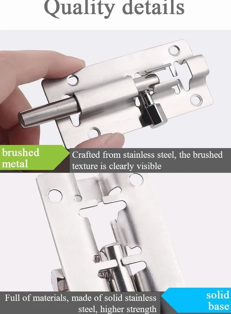 Catenacci per porte, Serratura scorrevole con bullone a barilotto in acciaio inossidabile for cancelli, confezione da 4, 3-12 pollici(12 inches)