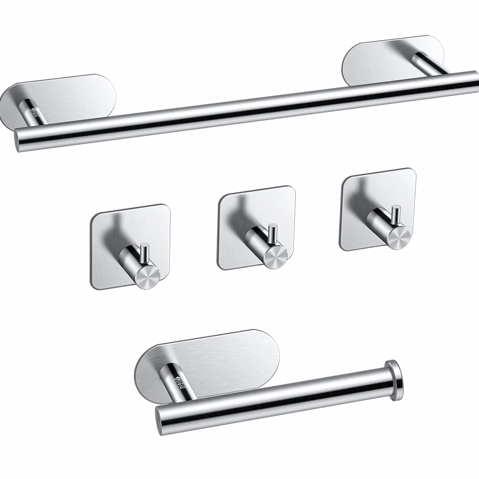Set Porta Asciugamani 5 Pezzi Acciaio Inox 304 Bagno Cucina 40cm Grigio Spazzolato