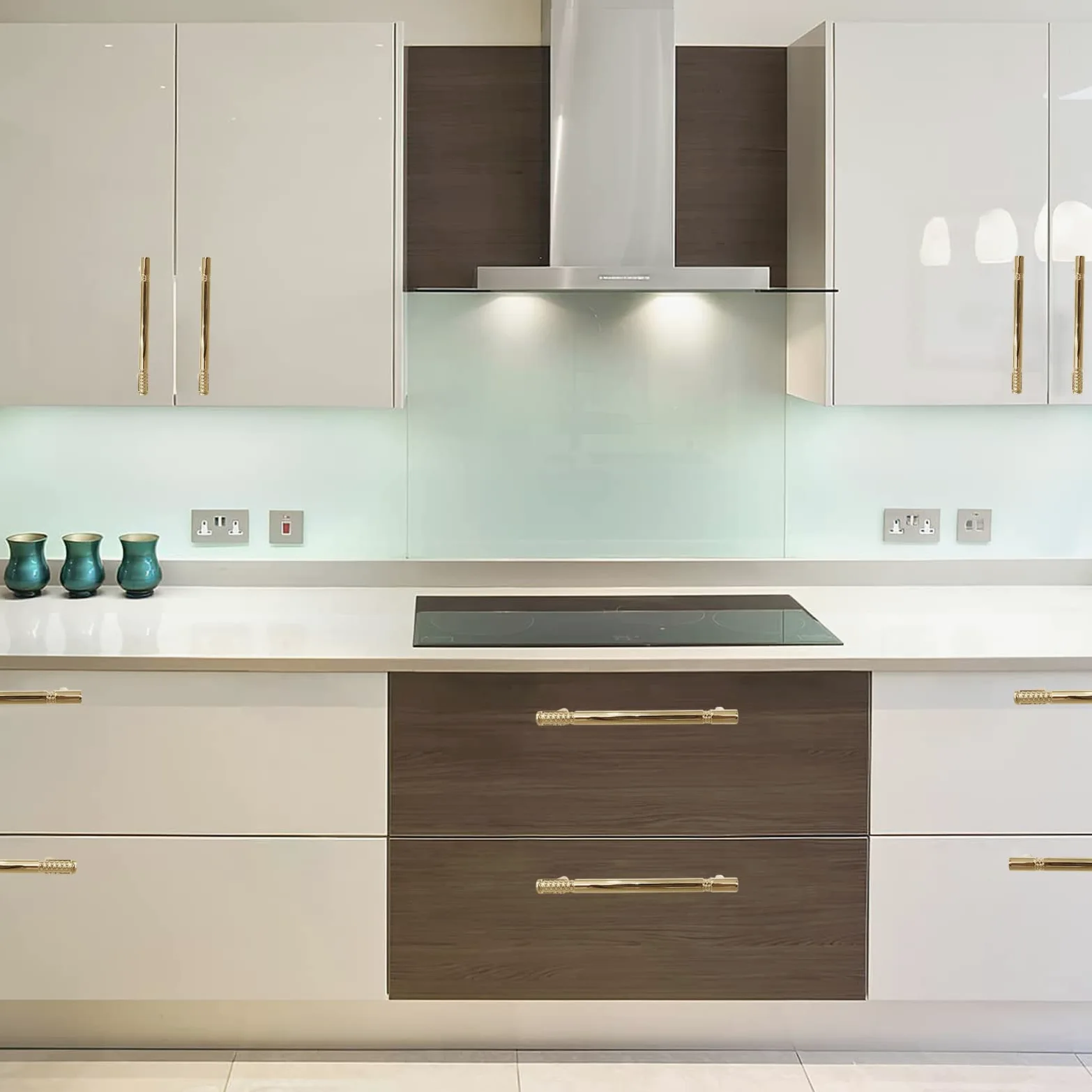 6 Pezzi Maniglie per Mobili da Cucina 96mm, Oro Maniglia per Cassetti Dorate Tiretti Cassetto Moderni in Lega di Zinco Maniglie Armadio Porte per Camera da Letto Guardaroba Comò