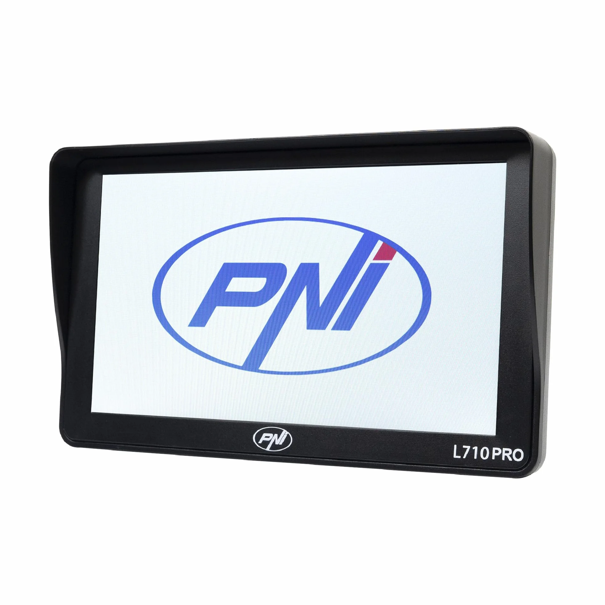 Sistema di navigazione GPS PNI L710 PRO con visiera parasole, 7 pollici, 800 MHz, 256 MB DDR, memoria interna da 16 GB, trasmettitore FM, con due caricatori per auto inclusi