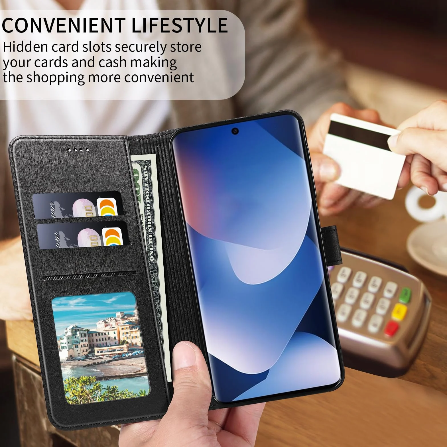 Cover per Xiaomi Redmi Note 15 4G/5G, Custodia in Pelle a Libro con Portafoglio Porta Carte Magnetica Supporto Cuoio Flip Case Cover Libretto Antiurto,Nero