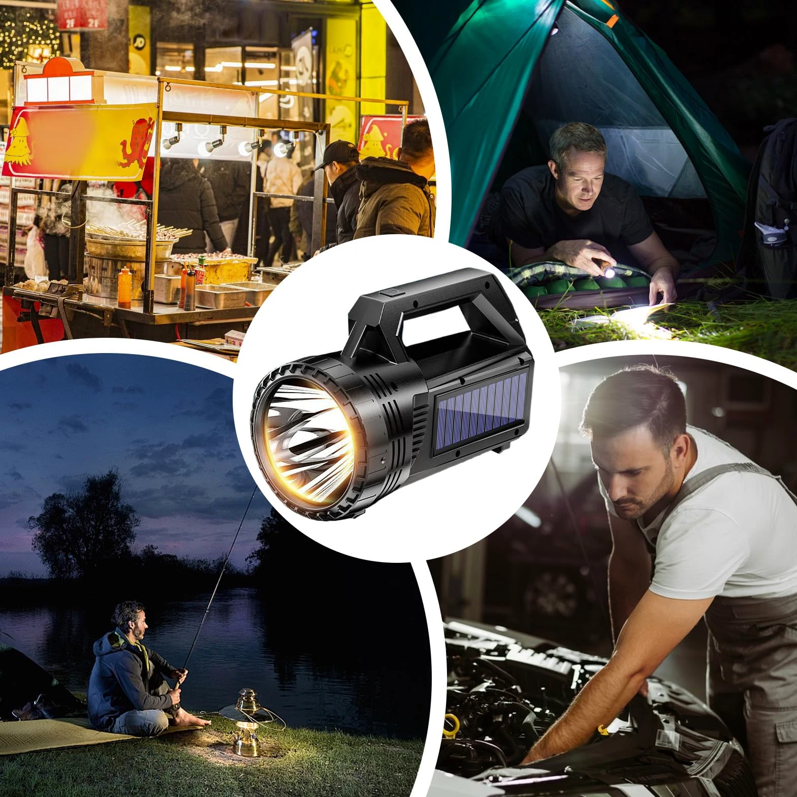 Torcia Solare Ricaricabile Ricaricabile Luminosa Leggera Impermeabile | Torcia A LED Da 800 Lumen Per Uso Esterno Per Campeggio Escursionismo Backpacking Trekking Pesca Notturna Viaggi Avventura A