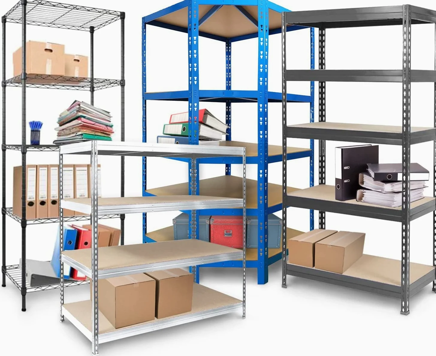 Karat Scaffale portaoggetti per carichi pesanti per Garage, Cantina, Atelier - Scaffale a griglia - Mensola angolare - Mensola per pneumatici (ripiano angolare blu, 180 x 90 x 42 x 60 cm)