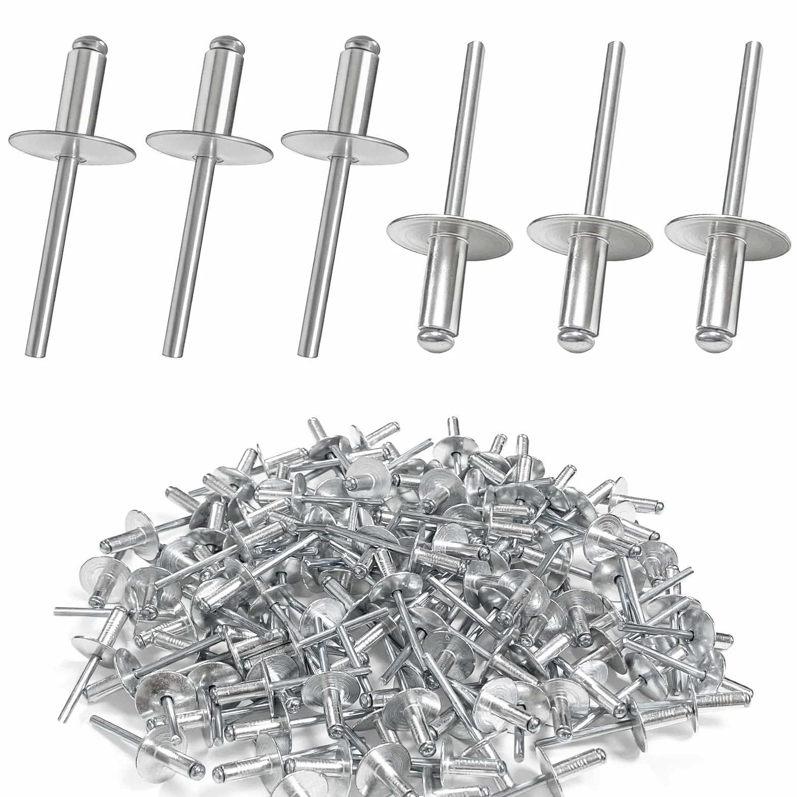 Rivetti Ciechi in Alluminio 4,8 mm Testa Bombata Flangia Larga 4.8x12 mm Confezione 120 pezzi