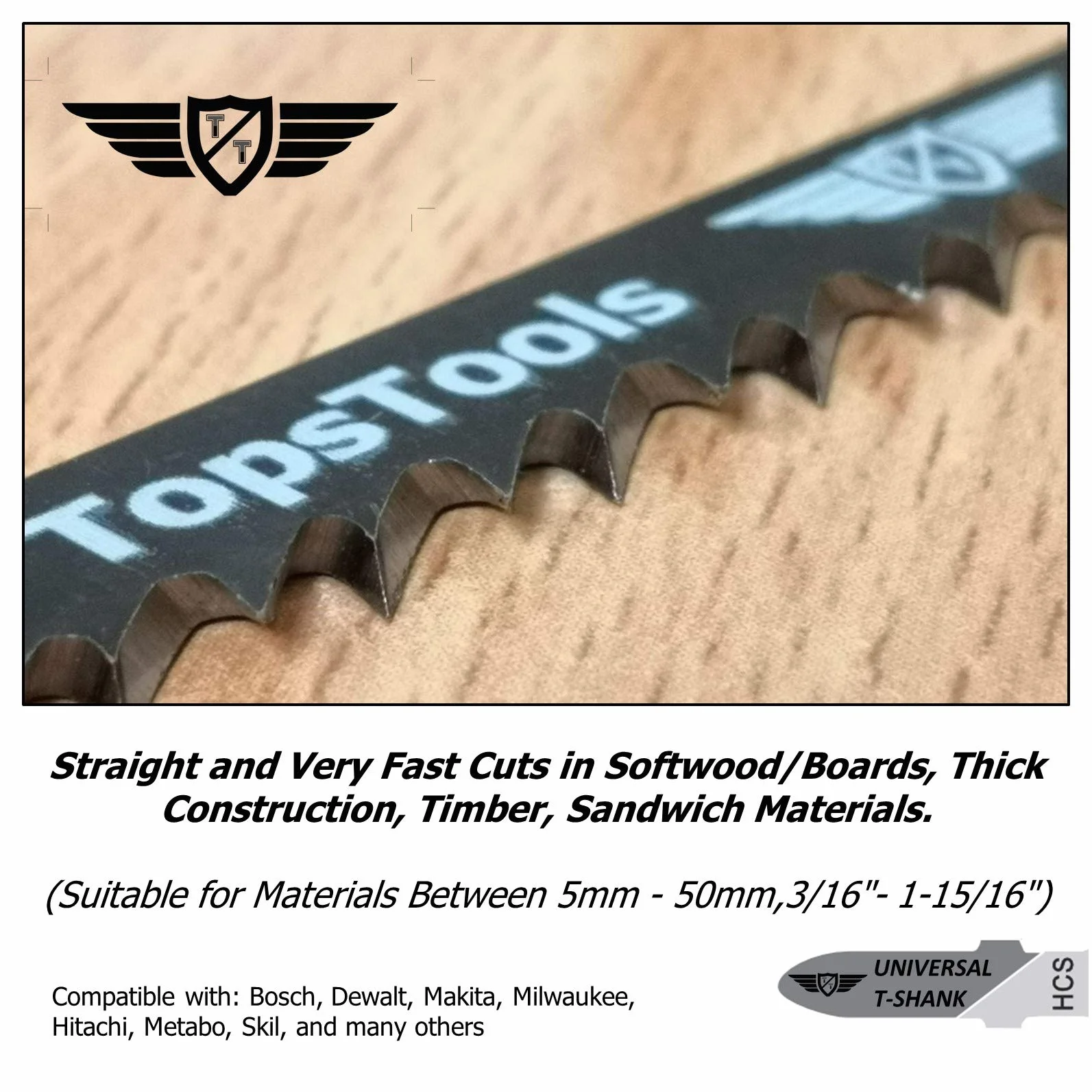 15 lame per seghetto alternativo TopsTools T111C compatibili con Bosch Dewalt Makita Milwaukee e molti altri