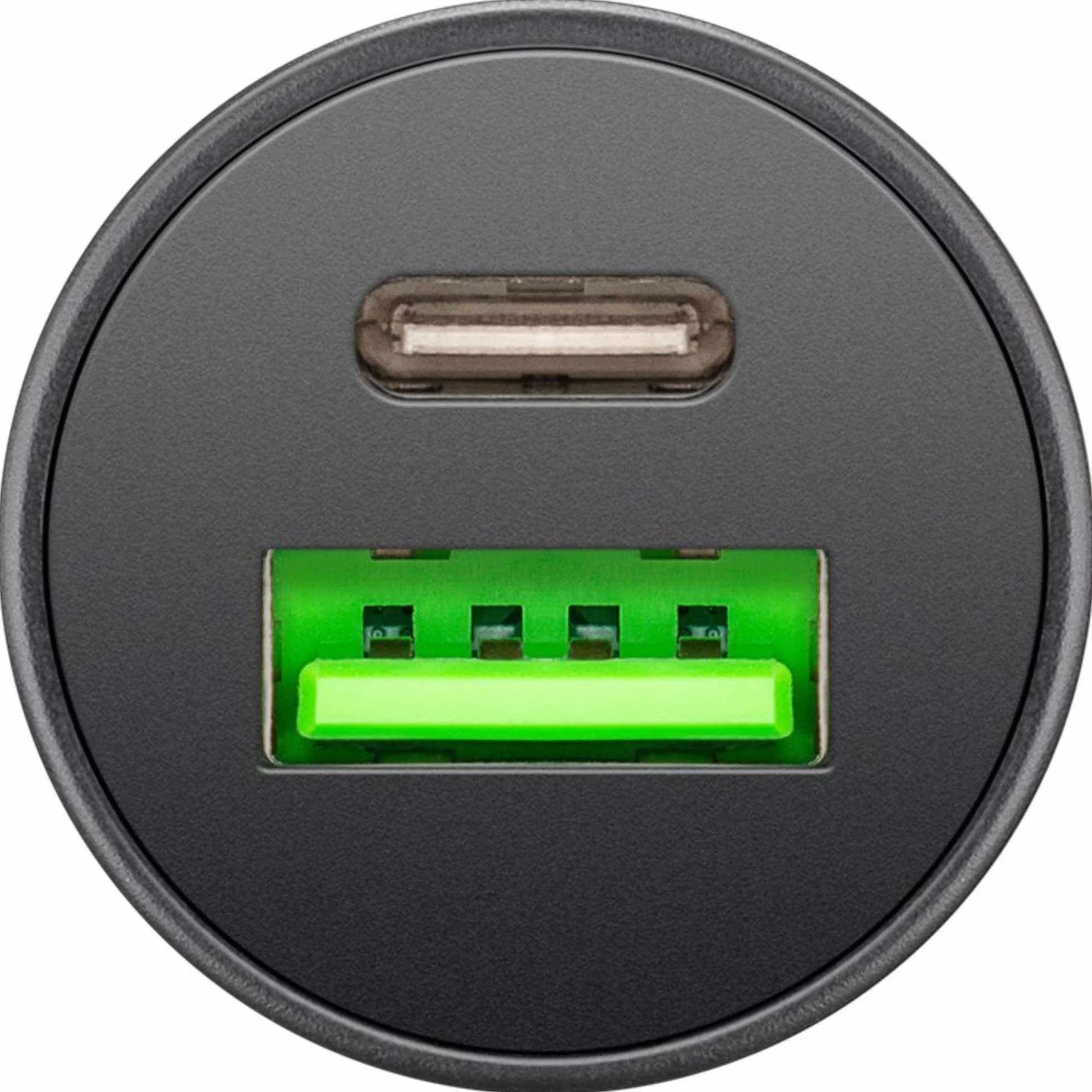 Goobay 61739 - Caricabatteria da auto Dual USB, ricarica rapida, USB 3.0 e USB-C/adattatore accendisigari per auto con erogazione di potenza 45 W a 12-24 V