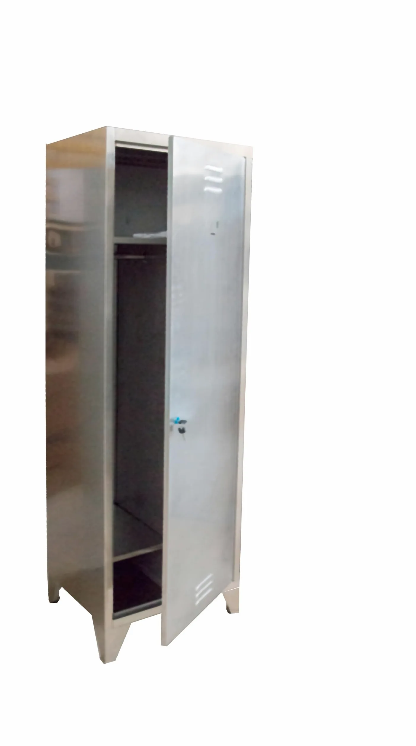 Armadio Armadietto Spogliatoio a 1 Posto Sporco-Pulito in Acciaio Inox Montato 50x50x180h cm