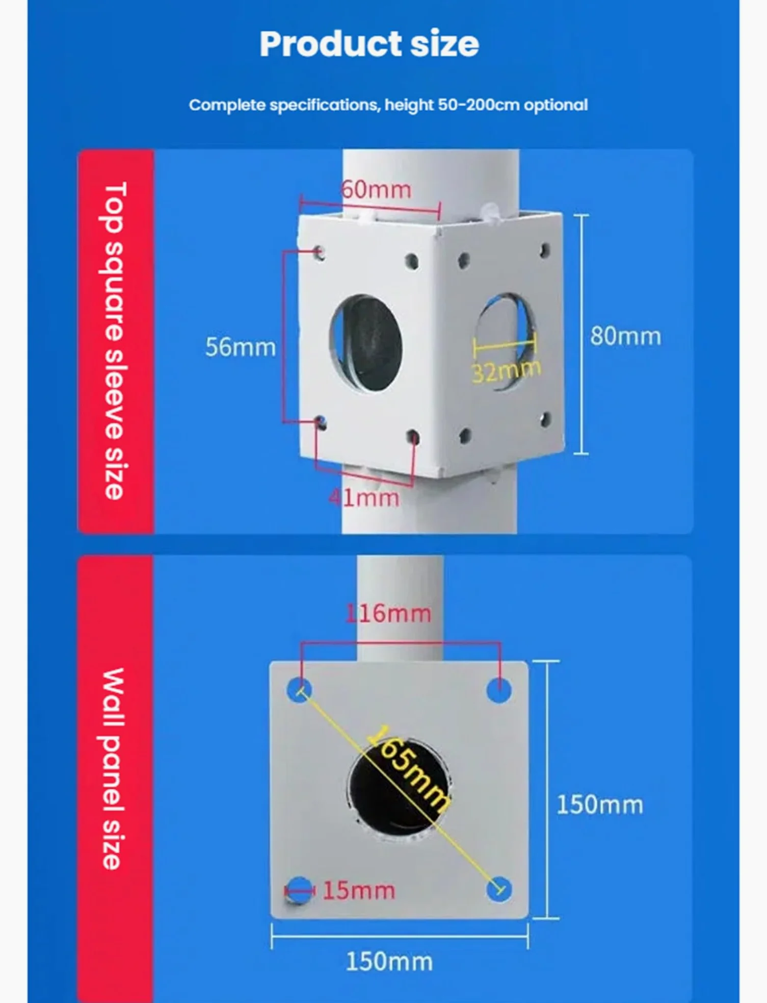 Palo per Telecamera, Staffa di Montaggio per palo per Telecamera di Sicurezza Resistente, Rack di sorveglianza in Acciaio zincato Resistente alle intemperie, Staffa angolare da 100 cm/39,37