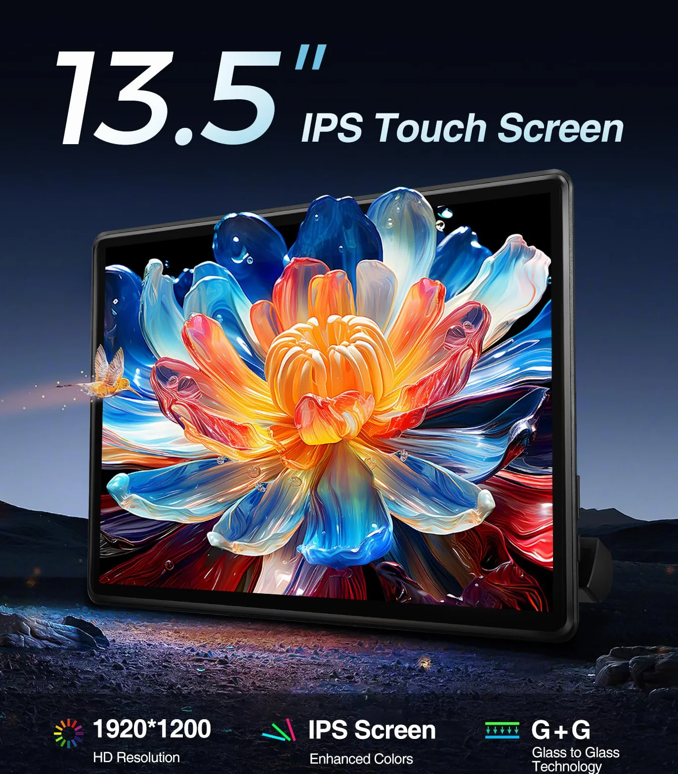 Monitor poggiatesta auto da 13,5 pollici, TV portatile per sedile posteriore, sistema di intrattenimento per sedili posteriori, mirroring wireless, riproduzione video 4K, TV per poggiatesta auto e