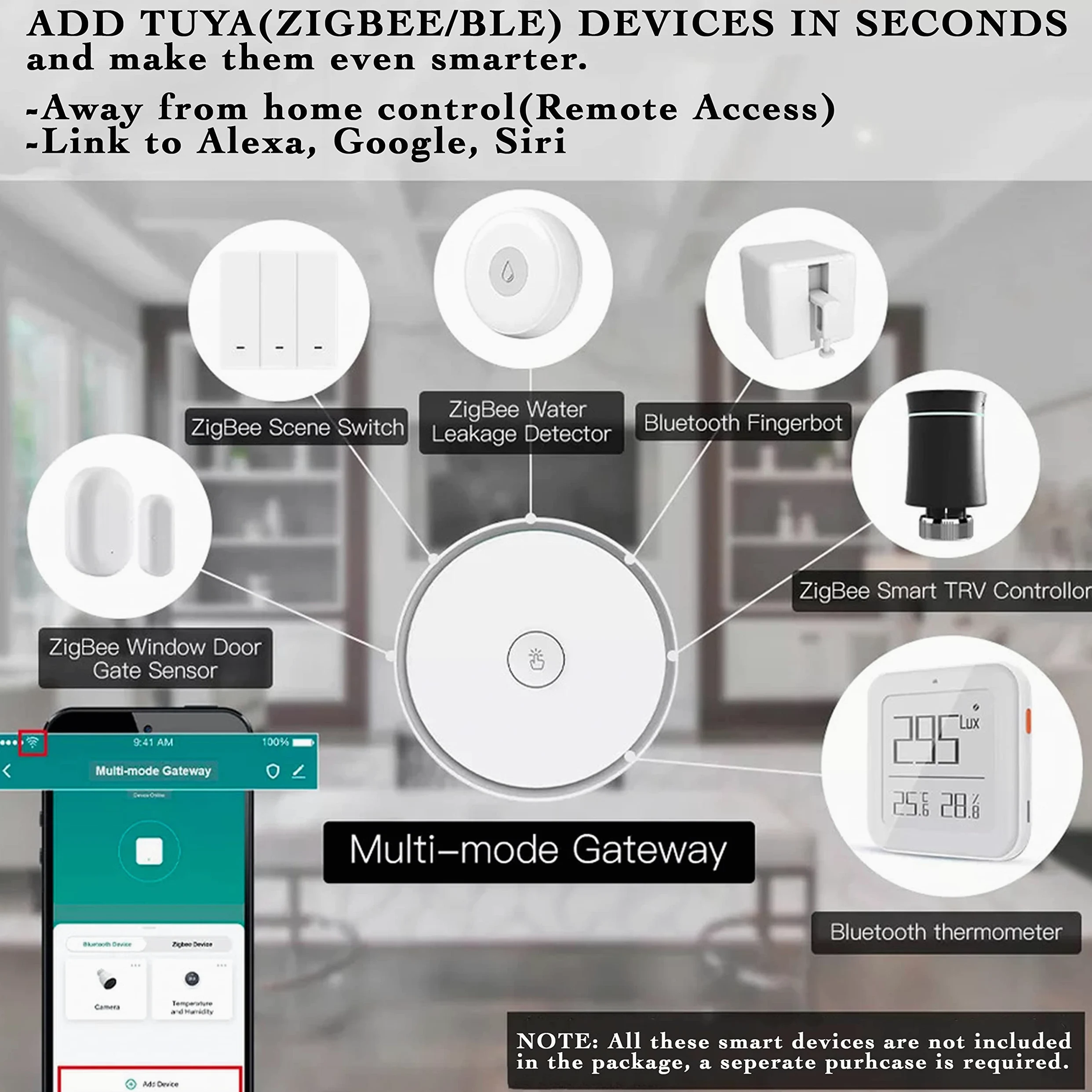 QUOYA Tuya/SmartLife Gateway multimodale, Zigbee 3.0, Bluetooth BLE, BLE MESH (compatibile solo con dispositivi Tuya/SmartLife)