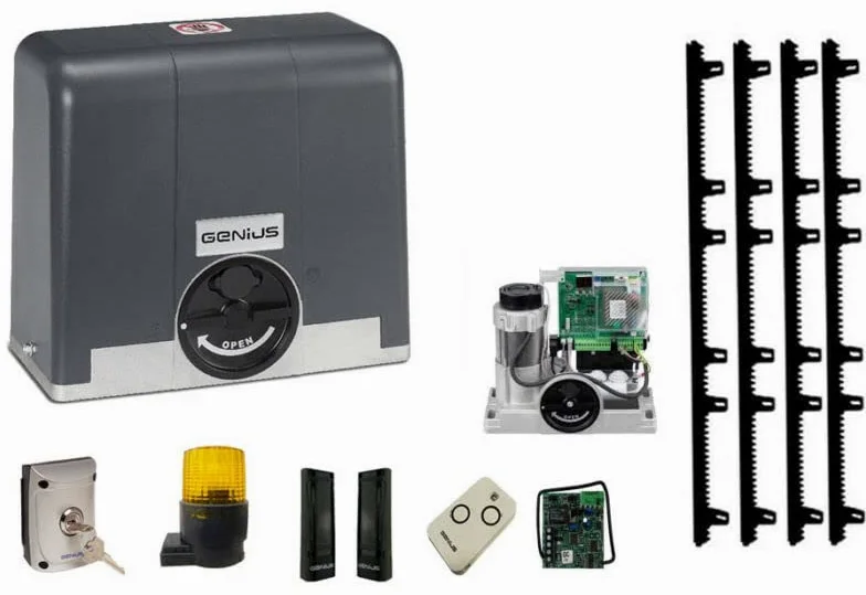 FAAC GENIUS BLIZZARD 104001 Kit Motore Cancello Scorrevole - Automazione 230V per Ante fino a 500kg - Con 4m Cremagliera Nylon