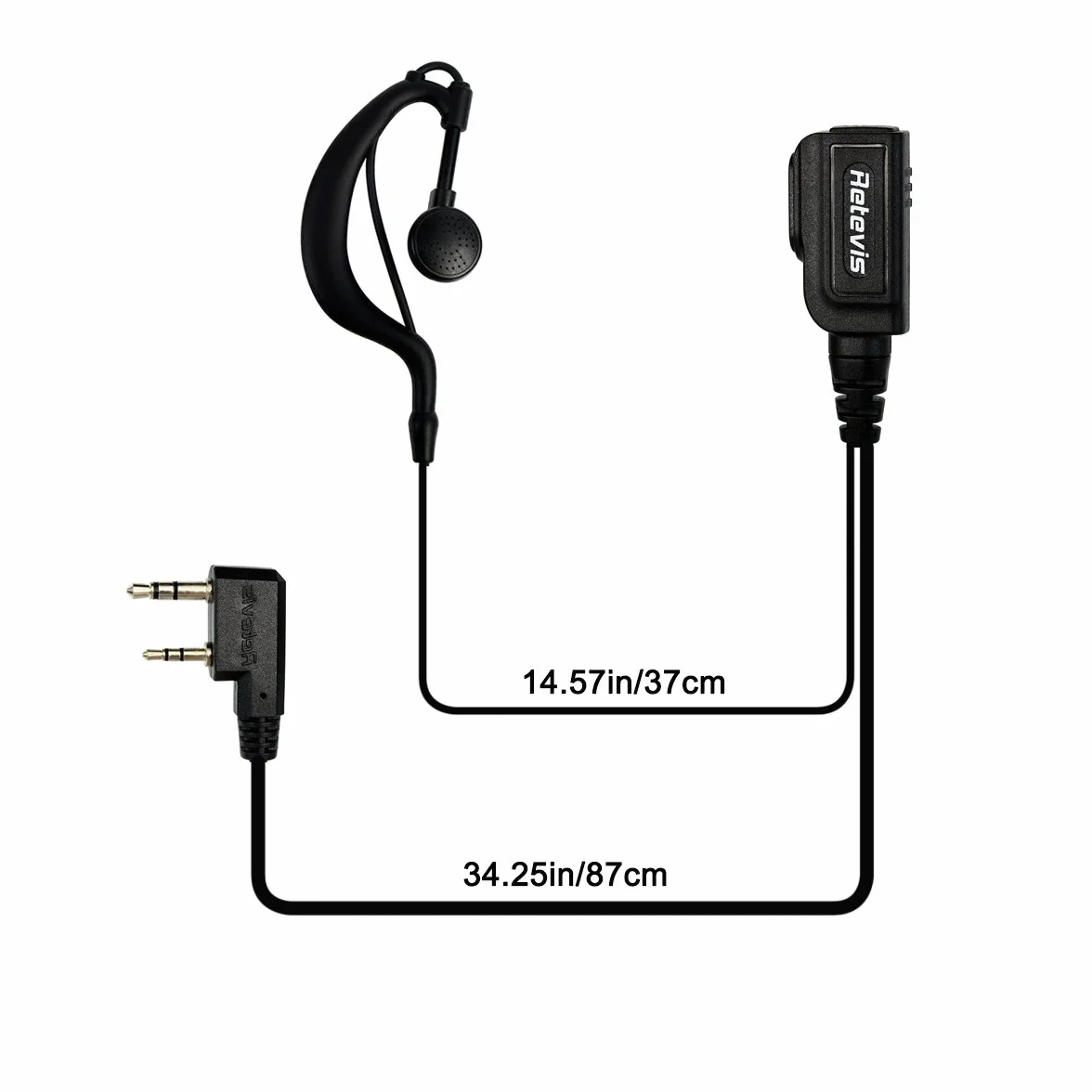 Retevis Walkie Talkie Auriculari, 2 pin G-Tipo Curvetta Auricolare Compatibile RT619 RT24 RT27 Baofeng BF-888S UV-5RV Kenwood Walkie Talkie (2 Pezzi)