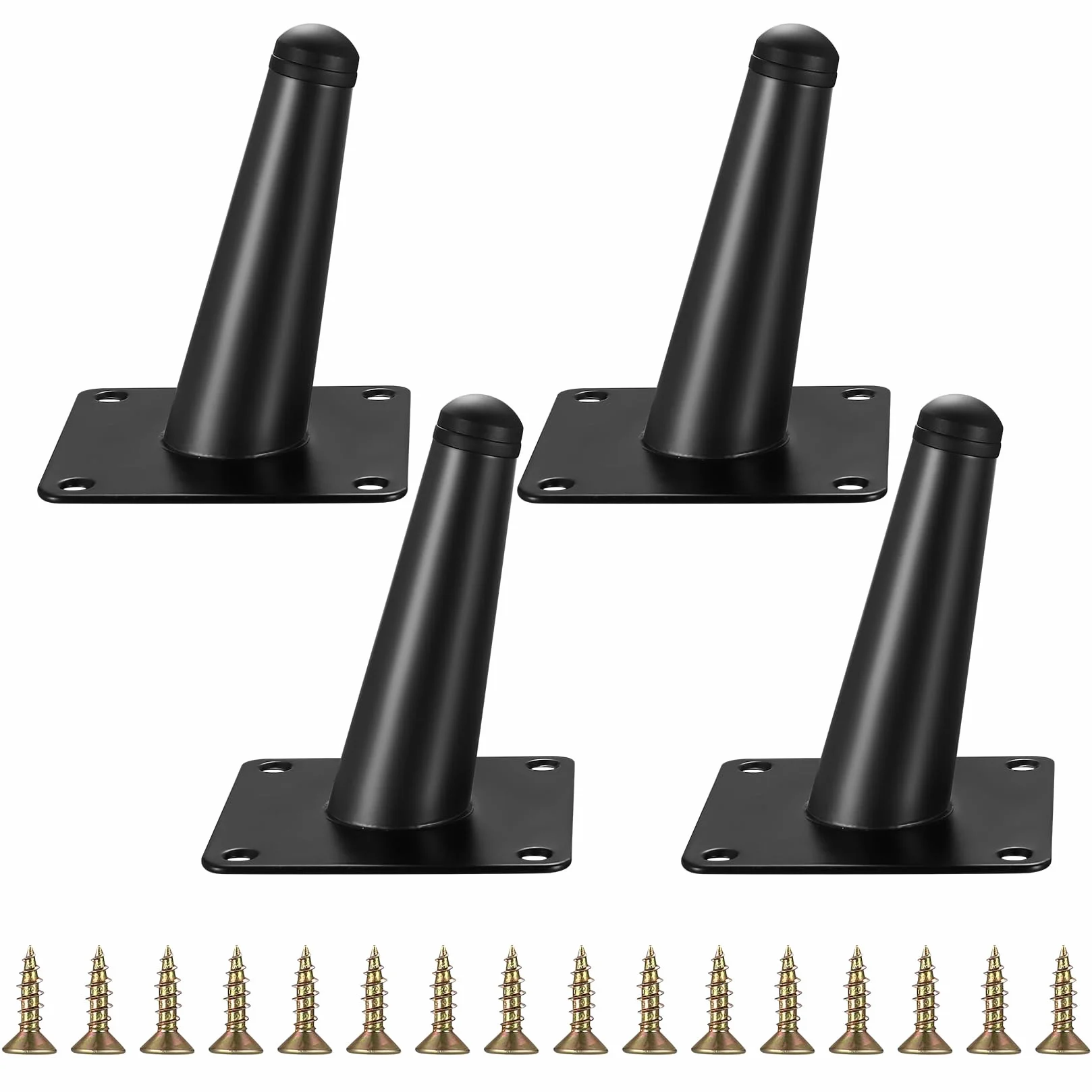 Piedini per Mobili Regolabili 4 Pz, Gambe in Metallo Nero, Altezza 10 cm