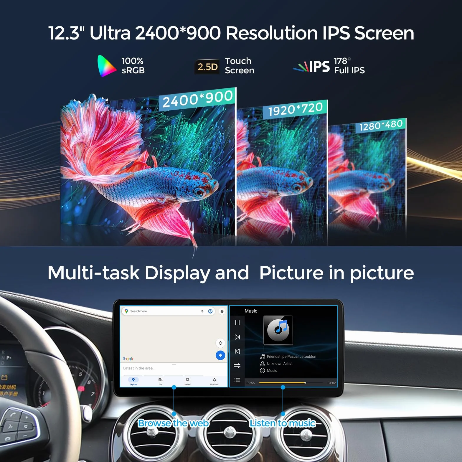 12.3" HD Car Radio Screen Stereo GPS per Mercedes C W205 GLC 253 NTG 5.0 Android 8 core Qualcomm 8 GB + 128 GB built-in Wireless CarPlay Android Auto DSP IPS 4G WiFi Bluetooth 5.1