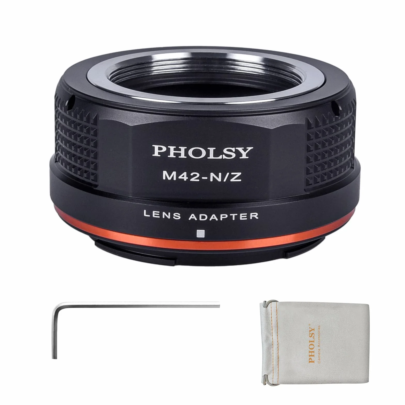 PHOLSY Adattatore di Montaggio Lente M42 su Z Compatibile con Obiettivi M42 42mm e Compatibile con Nikon Z Corpo Fotocamera, Z fc, Z30, Z9, Z8, Z6, Z7, Z6 II, Z7 II, Z5, Z50, M42 a Z